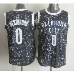 NBA Thunder 0 Russell Westbrook Black City Luminous Men Jersey