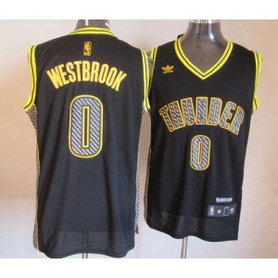 NBA Thunder 0 Russell Westbrook Black Electricity Men Jersey