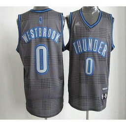NBA Thunder 0 Russell Westbrook Black Rhythm Men Jersey
