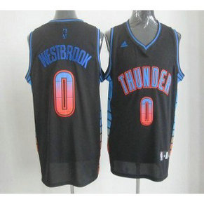 NBA Thunder 0 Russell Westbrook Black Vibe Men Jersey