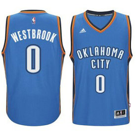 NBA Thunder 0 Russell Westbrook Blue Men Jersey