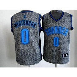 NBA Thunder 0 Russell Westbrook Grey Static Men Jersey