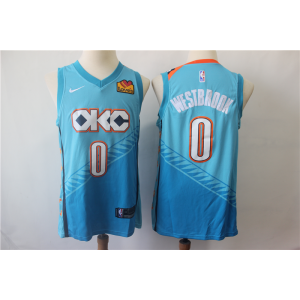 NBA Thunder 0 Russell Westbrook Light Blue City Edition Nike Men Jersey With Love Logo