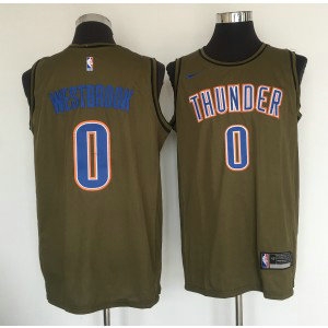 NBA Thunder 0 Russell Westbrook Olive Nike Swingman Men Jersey