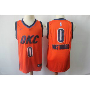 NBA Thunder 0 Russell Westbrook Orange Earned Edition Nike Men Jersey
