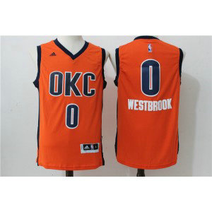 NBA Thunder 0 Russell Westbrook Orange Swingman Men Jersey
