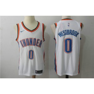 NBA Thunder 0 Russell Westbrook White Nike Men Jersey