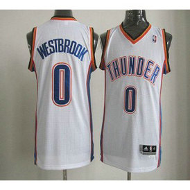 NBA Thunder 0 Russell Westbrook White Revolution 30 Men Jersey