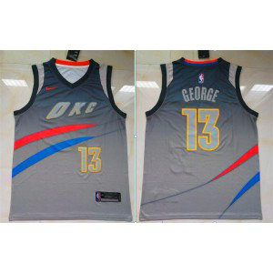 NBA Thunder 13 Paul George Gray City Edition Nike Men Jersey