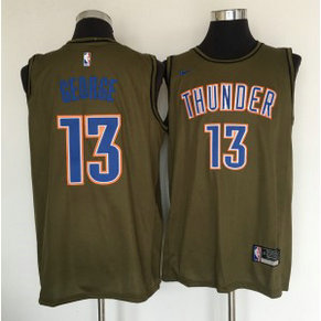 NBA Thunder 13 Paul George Olive Nike Swingman Men Jersey