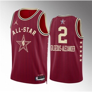 NBA Thunder 2 Shai Gilgeous-Alexander Crimson 2024 All Star Jordan Men Jersey