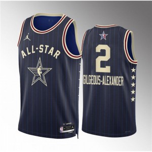 NBA Thunder 2 Shai Gilgeous-Alexander Navy 2024 All Star Jordan Men Jersey