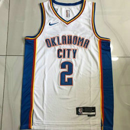 NBA Thunder 2 Shai Gilgeous-Alexander White Blue Nike Men Jersey
