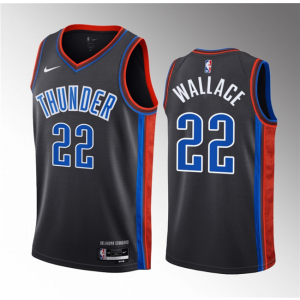 NBA Thunder 22 Cason Wallace Black 2023 Draft City Edition Nike Men Jersey