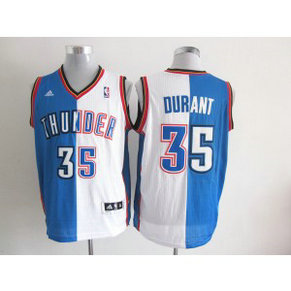 NBA Thunder 35 Kevin Durant White Blue Split Men Jersey