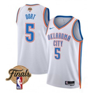 NBA Thunder 5 Luguentz Dort White 2025 Finals Nike Men Jersey NBA Thunder 5 Luguentz Dort White 2025 Finals Nike Men Jersey
