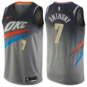 NBA Thunder 7 Carmelo Anthony Gray City Edition Nike Men Jersey
