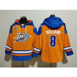 NBA Thunder 8 Jalen Williams Orange Blue Lace-Up Pullover Hoodie