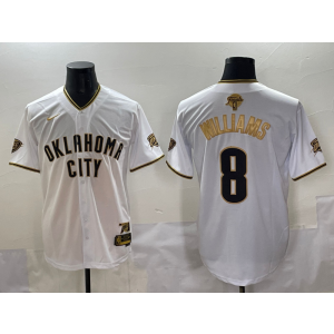 NBA Thunder 8 Williams White Gold Finals Baseball Vapor Limited Men Jersey