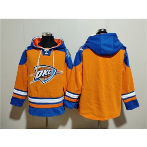 NBA Thunder Blank Orange Blue Lace-Up Pullover Hoodie