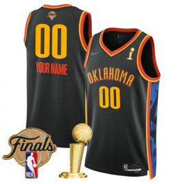 NBA Thunder Customized Black City 2025 Finals Champions Nike Men Jersey