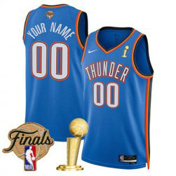 NBA Thunder Customized Blue 2025 Finals Champions Nike Men Jersey