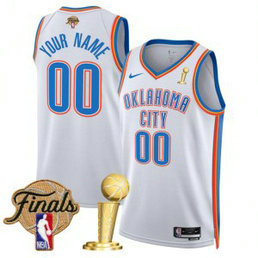 NBA Thunder Customized White 2025 Finals Champions Nike Men Jersey