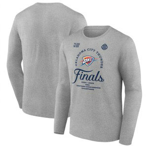 NBA Thunder Heather Gray 2025 Western Conference Champions Locker Room Long Sleeve T-Shirt