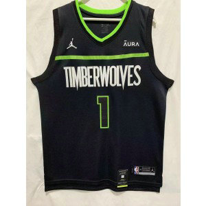 NBA Timberwolves 1 Edwards Black Jordan Men Jersey