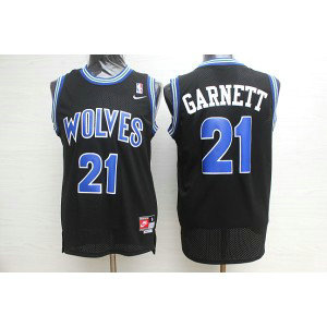 NBA Timberwolves 21 Kevin Garnett Black Nike Swingman Men Jersey