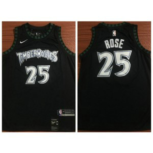 NBA Timberwolves 25 Derrick Rose Nike Black Hardwood Classics Men Jersey