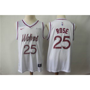 NBA Timberwolves 25 Derrick Rose White Earned Edition Nike Men Jersey