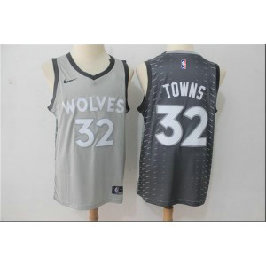 NBA Timberwolves 32 Karl-Anthony Towns Gray City Edition Nike Swingman Men Jersey