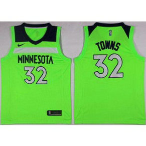 NBA Timberwolves 32 Karl-Anthony Towns Green Nike Men Jersey