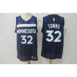 NBA Timberwolves 32 Karl-Anthony Towns Navy Nike Swingman Men Jersey