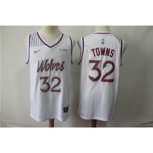 NBA Timberwolves 32 Karl-Anthony Towns White Earned Edition Nike Men Jersey