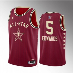 NBA Timberwolves 5 Anthony Edwards Crimson 2024 All Star Jordan Men Jersey