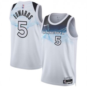 NBA Timberwolves 5 Anthony Edwards White 2024 25 City Nike Men Jersey