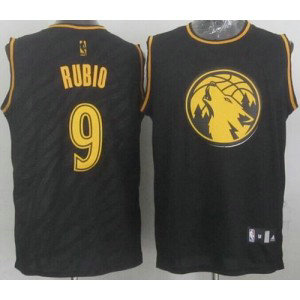 NBA Timberwolves 9 Ricky Rubio Black Precious Metals Men Jersey