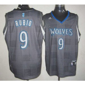 NBA Timberwolves 9 Ricky Rubio Black Rhythm Men Jersey