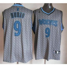 NBA Timberwolves 9 Ricky Rubio Grey Static Men Jersey