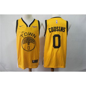 NBA Warrior 0 DeMarcus Cousins Yellow Earned Edition Nike Men Jersey