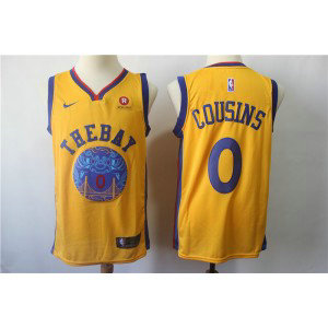 NBA Warriors 0 DeMarcus Cousins Gold City Edition Nike Swingman Men Jersey