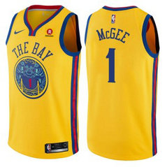 NBA Warriors 1 JaVale McGee Gold City Edition Nike Men Jersey