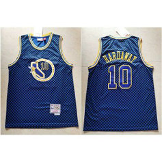NBA Warriors 10 Tim Hardaway Blue Hardwood Classics Men Jersey