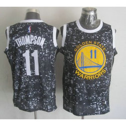 NBA Warriors 11 Klay Thompson Black City Luminous Men Jersey