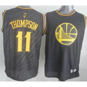 NBA Warriors 11 Klay Thompson Black Precious Metals Men Jersey