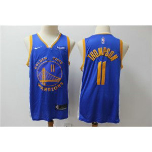 NBA Warriors 11 Klay Thompson Blue Nike Men Jersey 1
