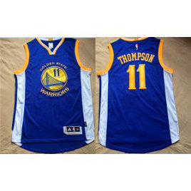 NBA Warriors 11 Klay Thompson Blue Swingman Men Jersey