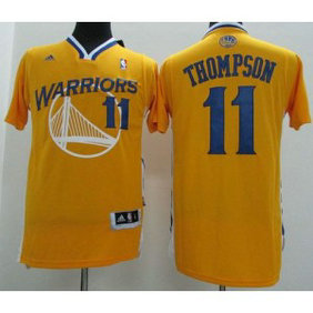 NBA Warriors 11 Klay Thompson Gold Alternate Revolution 30 Men Jersey